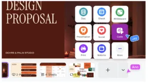 Tangkapan layar antarmuka Canva Code 2.0 yang menampilkan fitur drag-and-drop dan kolom prompt AI untuk membangun landing page.